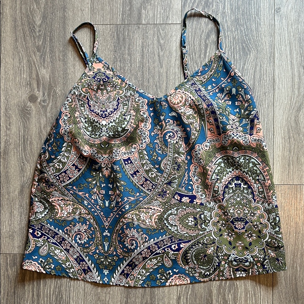 Shein Paisley Print Blue and Green Women's Cami